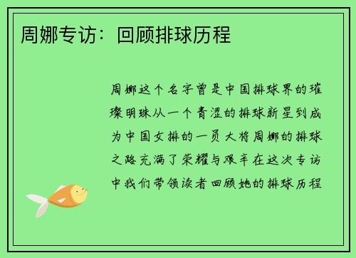 周娜专访：回顾排球历程
